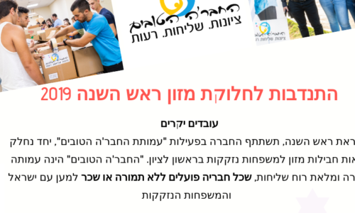 גם השנה עובדי Cyber 2.0 מתנדבים בחלוקת מזון לנזקקים בראש השנה 25.09.19